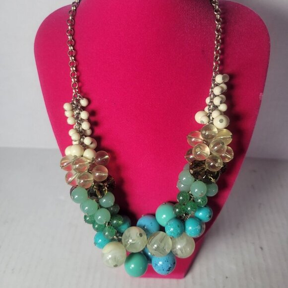 Lia Sophia Regatta Cluster Colorful Chunky Beaded Statement Necklace - Picture 1 of 5